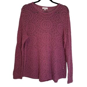 Northern Reflections Women's Pink Crochet Sweater